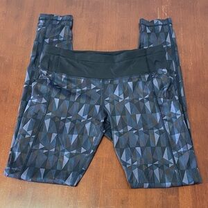 Lululemon Wunder 4 Under Full Length Leggings Geometric Print Triangles Size 8